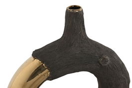 DKD Home Decor Jarrón Moderno Marrón Dorado 9 x 33 x 29 cm Gres