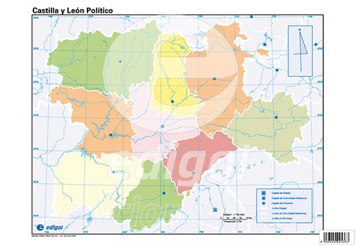 Mapa Mudo Edigol Color Politico Castilla-Leon (Set de 50)