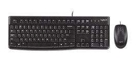 Logitech Desktop MK120 Teclado y Ratón USB, Distribución UK y QWERTY Inglés, Combo para PC y Portátil Windows/Linux, Negro