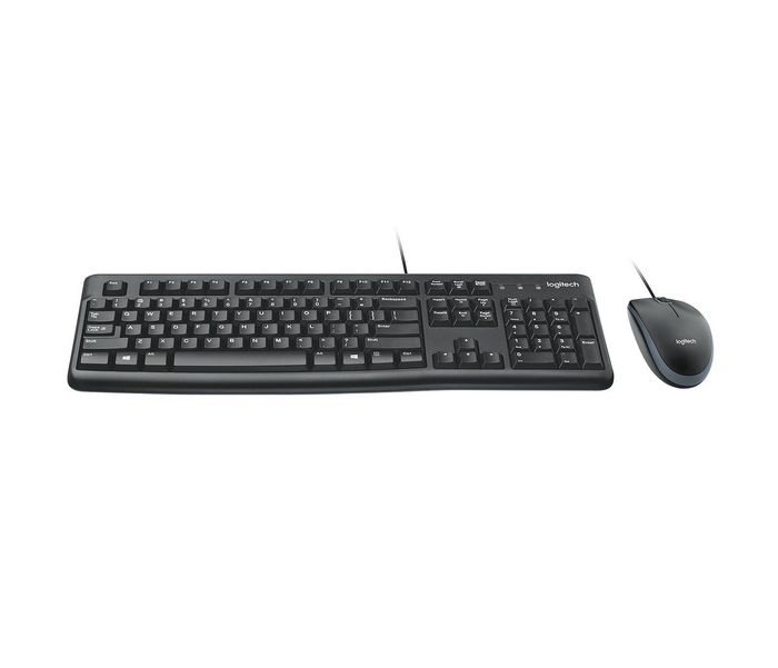 Logitech Desktop MK120 Teclado y Ratón USB, Distribución UK y QWERTY Inglés, Combo para PC y Portátil Windows/Linux, Negro