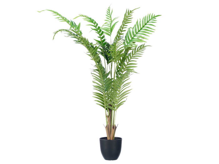 Ibergarden Planta Artificial Areca 120 cm con Maceta 16x16x14.5 cm Verde Plástico (Set de 4)