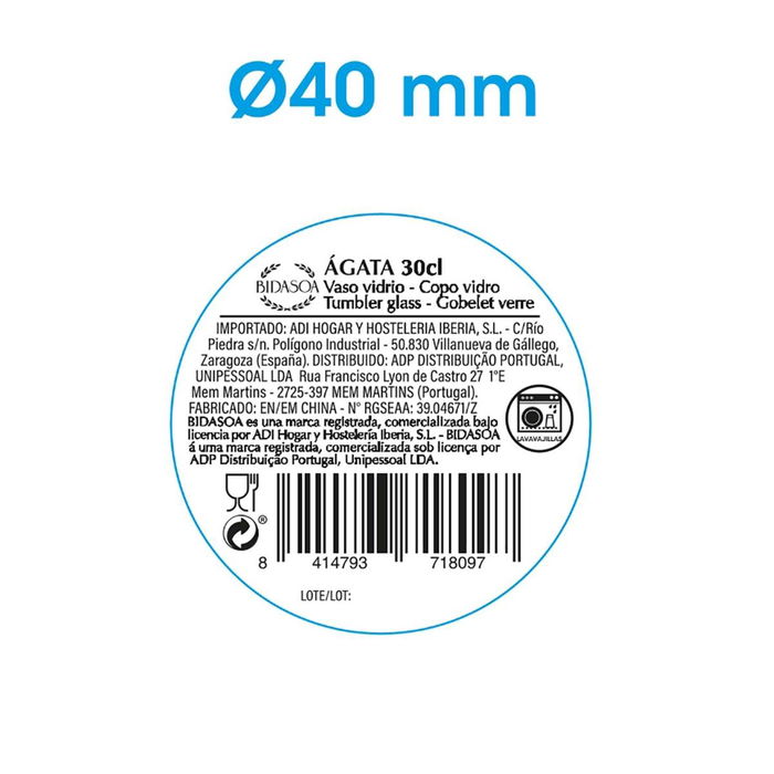 Vaso Bajo Vidrio Agata Bidasoa 30 cL Vaso Bajo Vidrio Agata Bidasoa 30 cL