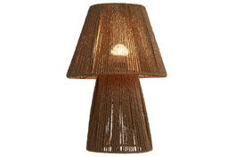 DKD Home Decor Lámpara Sobremesa Marrón Fibra Metal 28 x 46 x 28 cm