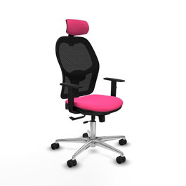 PIQUERAS Y CRESPO Silla de oficina Jorquera Rosa y Negro con mecanismo Sincro/Traslack