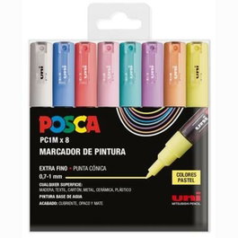 POSCA Estuche Basic PC-1M de 8 Colores Pastel con Punta Fina 0.9mm-1.3mm