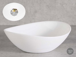 Vivalto Bol Ovalado Opal, Blanco, 15x14x5 cm (Set de 48)