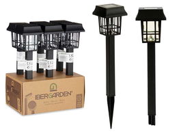 Ibergarden Baliza Solar Plástico Cuadrada Negra 6x26x6 cm (Set de 24)