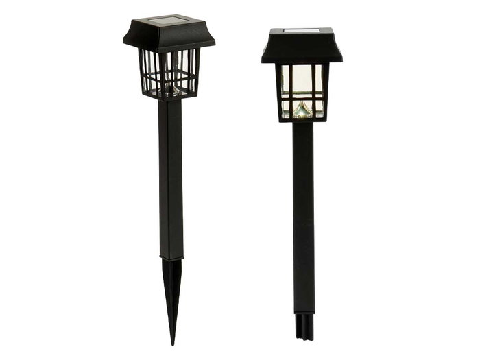 Ibergarden Baliza Solar Plástico Cuadrada Negra 6x26x6 cm (Set de 24)