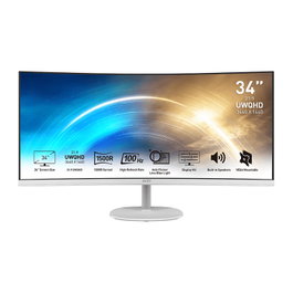 MSI PRO MP341CQWDE Monitor Curvo 34 pulg. UWQHD Blanco