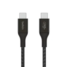Belkin CAB015bt2MBK Cable USB-C a USB-C 2.0, 2 m, Carga Rápida, Power Delivery 240 W, Negro