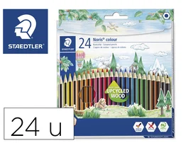 Staedtler Lápices de Colores Upcycled Wood Ecológico 24 Colores Caja de Cartón Certificación Green Product