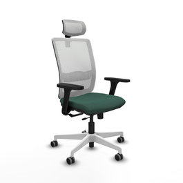 PIQUERAS Y CRESPO Silla de oficina Haches con mecanismo Sincro/Traslack, Verde botella y Blanco