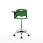 Taburete Robledo con mecanismo Giratorio de PVC color Verde. Equipado con Base cromada, No aplica y Ruedas de nailon 50 mm