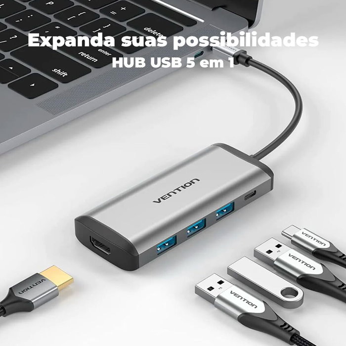 Vention Docking USB Tipo-C CNBHB 5 en 1 Gris