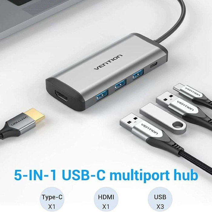 Vention Docking USB Tipo-C CNBHB 5 en 1 Gris