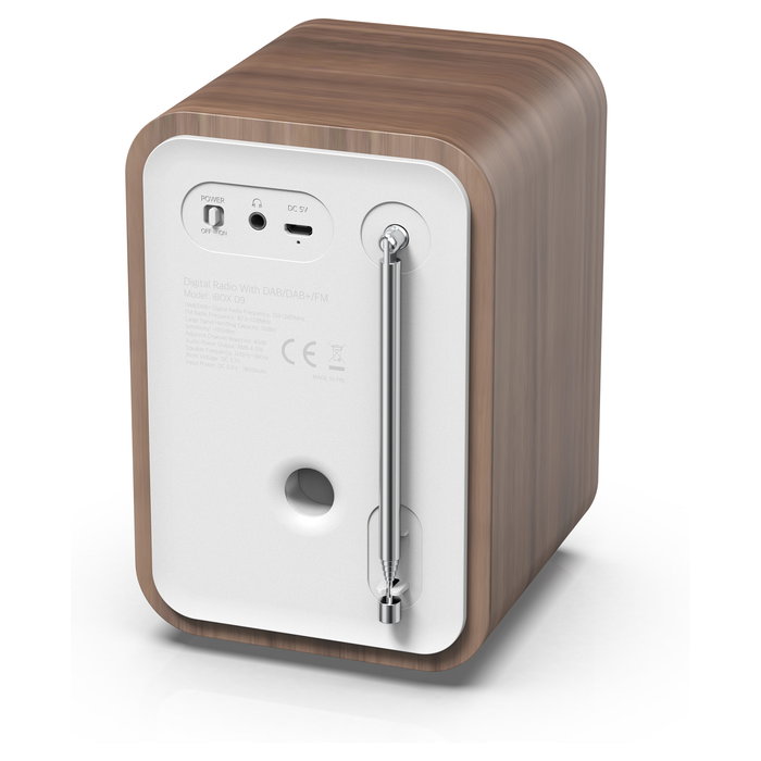 Denver DAB-48 Radio Digital Personal DAB+ FM Bluetooth Reloj Alarma Altavoces Blanco Madera