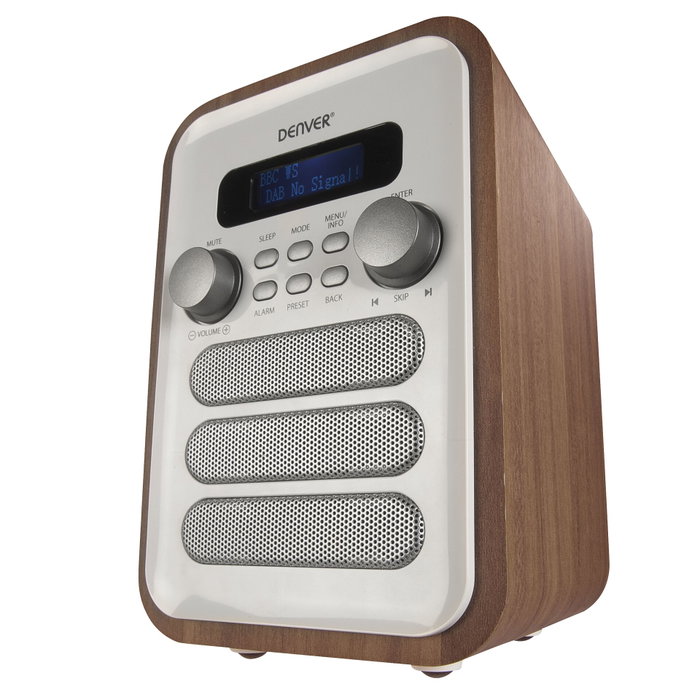 Denver DAB-48WHITE Radio Digital Personal Blanco y Madera