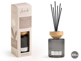 Acorde Mikado Redondo 200Ml Bergamots Lotus Aroma Aceite Fragancia Ambar Madera Negro Plata Transparente Vidrio Fibra Sintetica 7x7x24 cm (Set de 8)