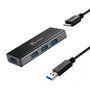 j5create JUH340 Mini Hub USB 3.0 4 Puertos Negro Aluminio 5Gbps