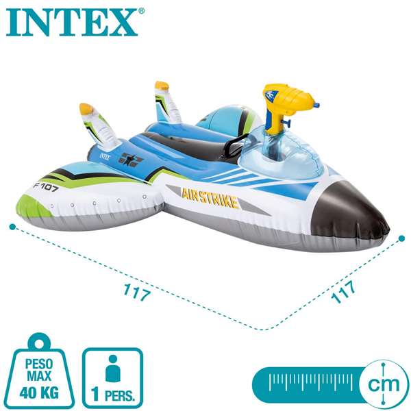 Intex Figura Hinchable Avion con Lanzador de Agua 117x117 cm para Niños +3 Años Modelos Surtidos