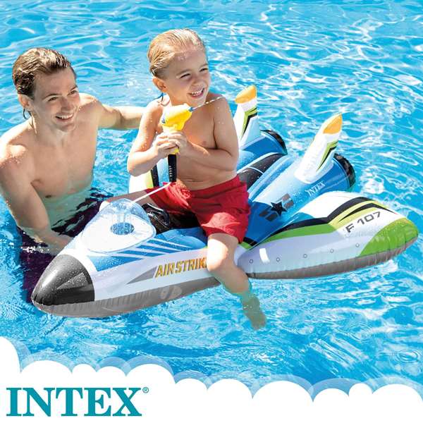 Intex Figura Hinchable Avion con Lanzador de Agua 117x117 cm para Niños +3 Años Modelos Surtidos