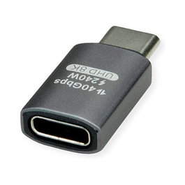 ROLINE Adaptador USB4 Gen 3x2 USB Type C Macho a Hembra, Aluminio, Plata