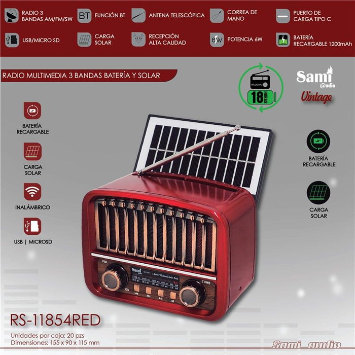SAMI Radio Sami Vintage multimedia 3 bandas batería/sol