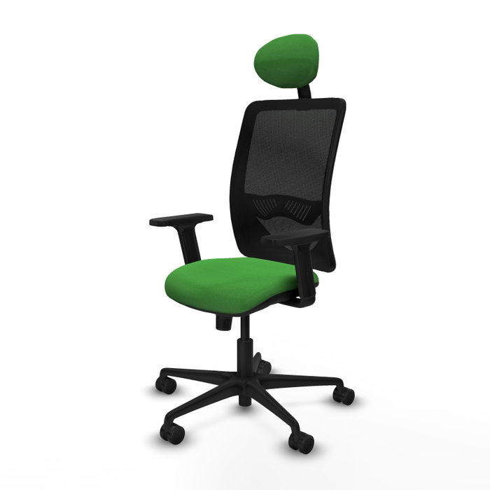 PIQUERAS Y CRESPO Silla de oficina Zulema, Mecanismo Sincro, Verde/Negro