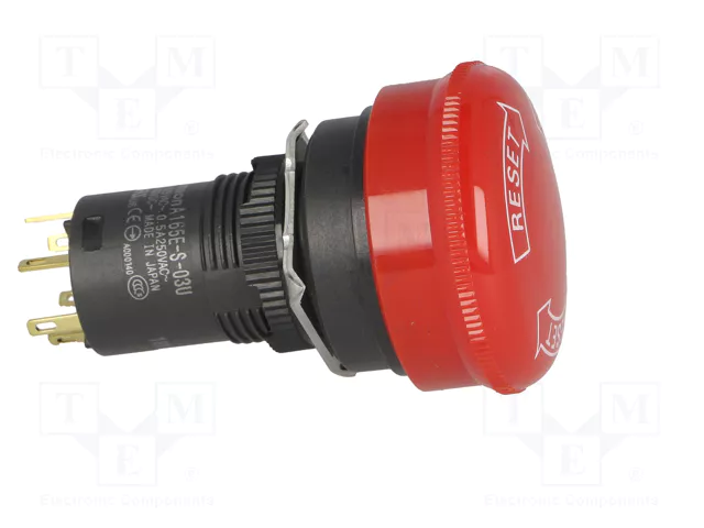 OMRON A165E-S-03U Interruptor de Emergencia de 16mm, 3 NC