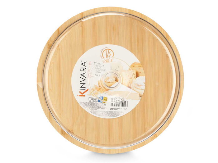 Kinvara Quesera Redonda de Bambú 28x9x28 cm Color Madera (Set de 8)