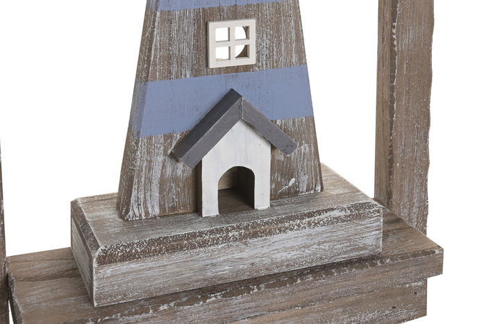 DKD Home Decor Decoración de Pared Atlántico, Panel MDF con LED, Colores Azul/Blanco/Marrón, 8x50x30 cm, Incluye 2 Unidades