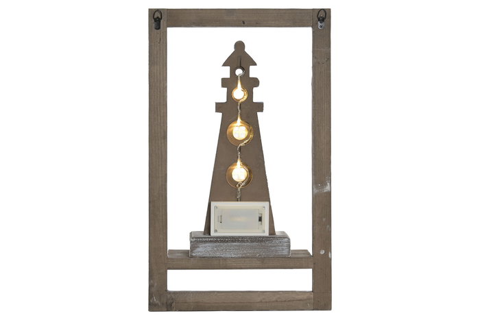 DKD Home Decor Decoración de Pared Atlántico, Panel MDF con LED, Colores Azul/Blanco/Marrón, 8x50x30 cm, Incluye 2 Unidades