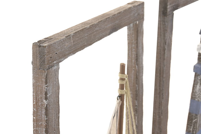 DKD Home Decor Decoración de Pared Atlántico, Panel MDF con LED, Colores Azul/Blanco/Marrón, 8x50x30 cm, Incluye 2 Unidades