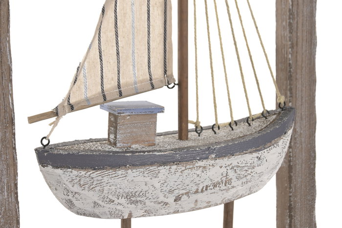 DKD Home Decor Decoración de Pared Atlántico, Panel MDF con LED, Colores Azul/Blanco/Marrón, 8x50x30 cm, Incluye 2 Unidades