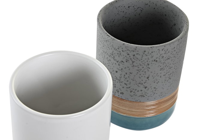 DKD Home Decor Vaso Basicos Viridian Azul Celeste Gres 9 x 12 x 9 cm (12 Unidades)