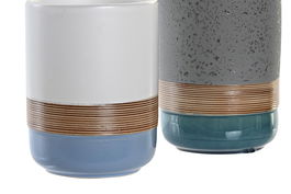 DKD Home Decor Vaso Basicos Viridian Azul Celeste Gres 9 x 12 x 9 cm (12 Unidades)
