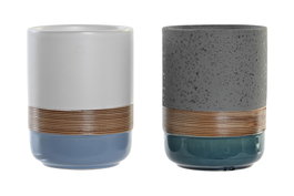 DKD Home Decor Vaso Basicos Viridian Azul Celeste Gres 9 x 12 x 9 cm (12 Unidades)