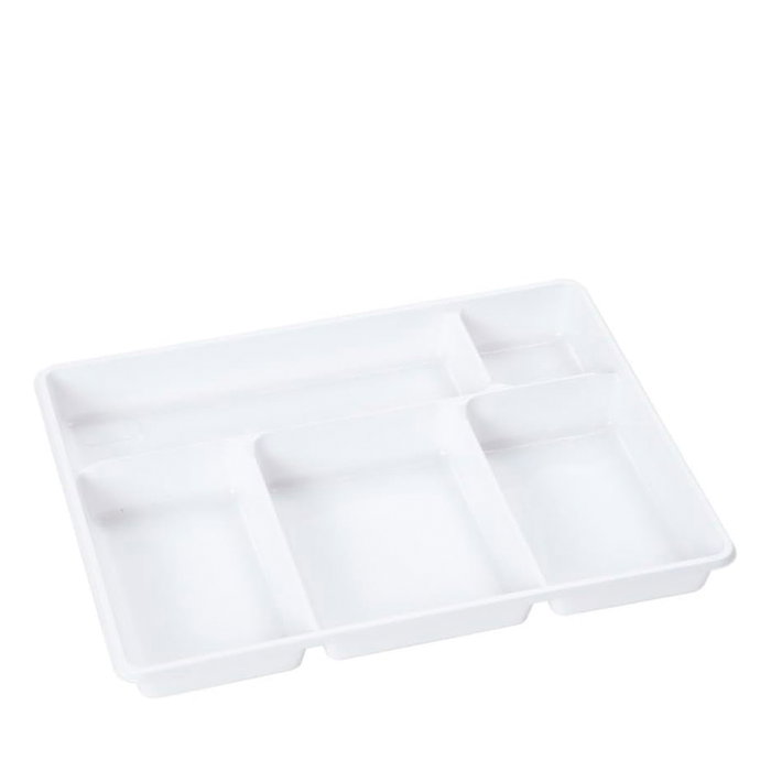 GUILLIN Bandeja 5 Compartimientos S/T, Modelo S/ Tapa, Plástico Blanco, 29x22.4x3 cm, (200 Unidades)