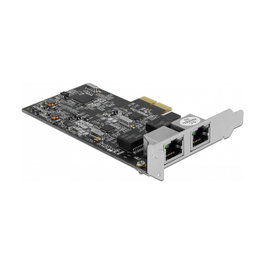 DeLOCK Tarjeta de Red PCI Express x2 2.5 Gigabit LAN 2 x RJ45 RTL8125 para PC - Soporta Windows y Linux