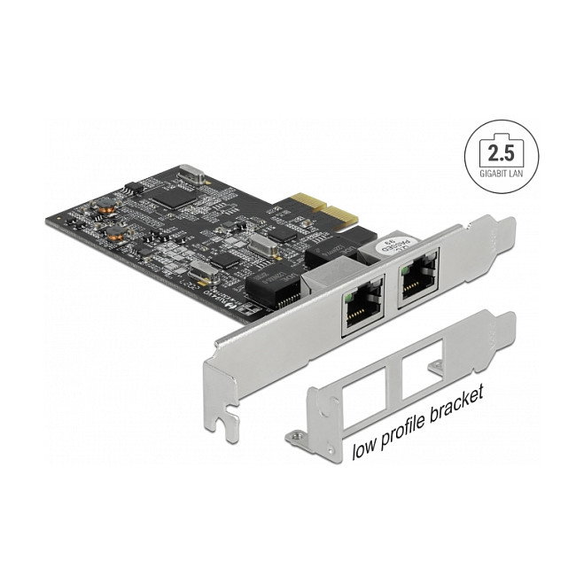 DeLOCK Tarjeta de Red PCI Express x2 2.5 Gigabit LAN 2 x RJ45 RTL8125 para PC - Soporta Windows y Linux