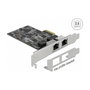 DeLOCK Tarjeta de Red PCI Express x2 2.5 Gigabit LAN 2 x RJ45 RTL8125 para PC - Soporta Windows y Linux