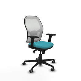 PIQUERAS Y CRESPO Silla de oficina Jorquera con mecanismo Sincro, tela Turquesa y malla Blanco