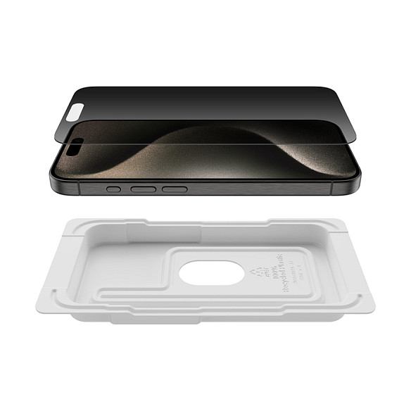 Belkin ScreenForce InvisiGlass AM Privacy OVA169hq Protector de Pantalla para iPhone 16 Pro 6.3" 9H Antibacteriano Resistente a Impactos y Rayones