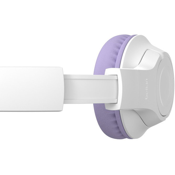 Belkin SOUNDFORM INSPIRE Auriculares Diadema Inalámbricos/Alámbricos para Niños, Blanco/Lavanda, BT 5.2 con Micrófono Plegable
