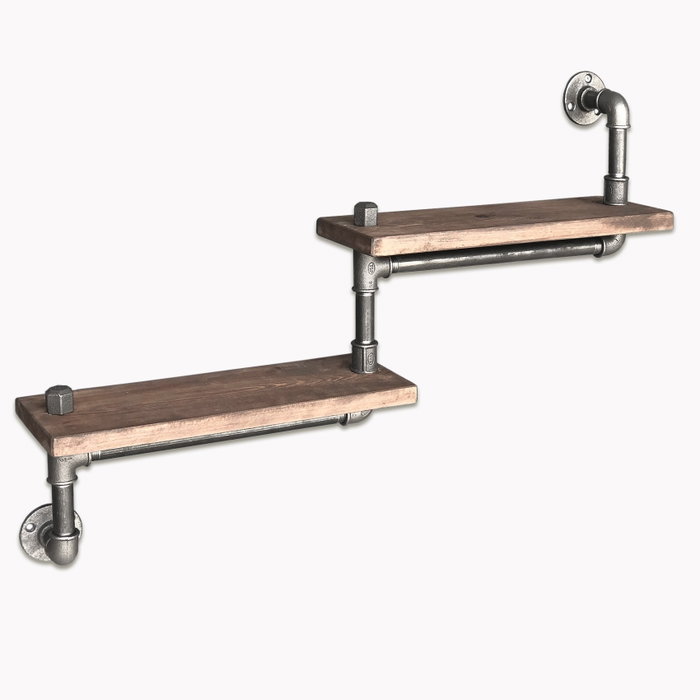 Hanah Home Estantería de Tubería Boruraf012, Madera de Abeto y Metal, Estilo Industrial Rústico, 75x35x14 cm