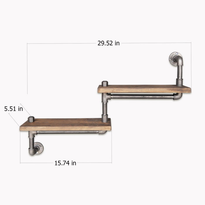 Hanah Home Estantería de Tubería Boruraf012, Madera de Abeto y Metal, Estilo Industrial Rústico, 75x35x14 cm
