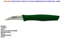 ARCOS Cuchillo Mondador Nova Verde Inox 60mm