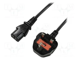 LOGILINK Cable de alimentación CP121, BS 1363 a IEC C13, 1,8 m, negro