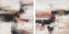 DKD Home Decor Cuadro Moderno Multicolor 90 x 90 cm (2 Unidades) Lienzo y Pino Pintado a Mano