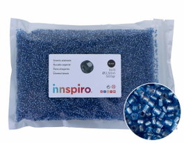 Innspiro Rocalla de Vidrio Redonda Plateado Azul Cyan 2,3mm 500g